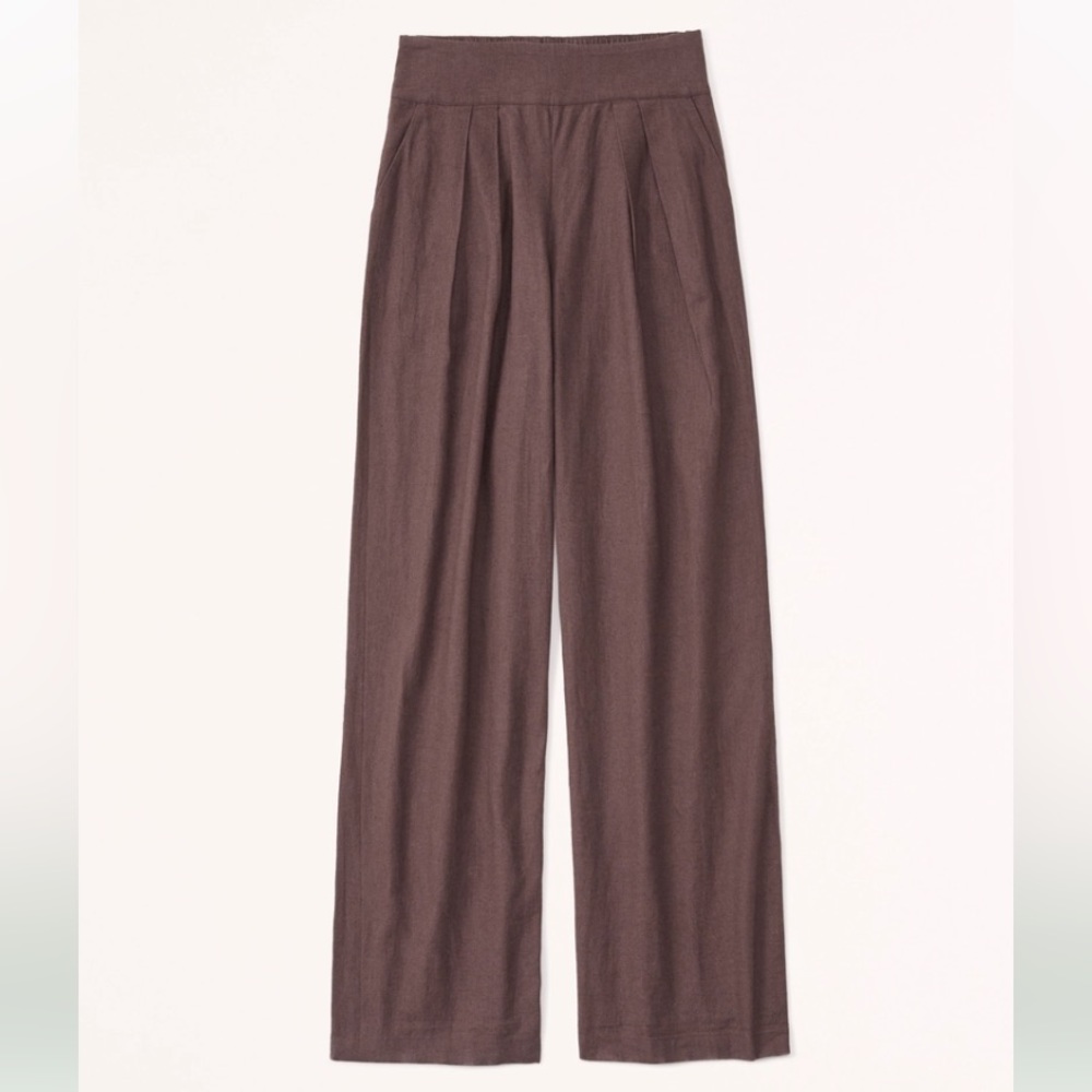 Abercrombie & Fitch linen ultra wide leg pants in brown